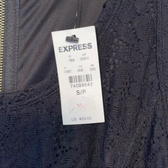 Express Dress Black Eyelet Lace Sleeveless Skater Dress Size Small - Picture 3 of 9